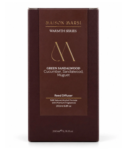 Maison Marsi Green Sandalwood, Sandalağacı,Salatalık,Müge Çiçeği Kokulu Çubuklu Oda Kokusu, 200ml